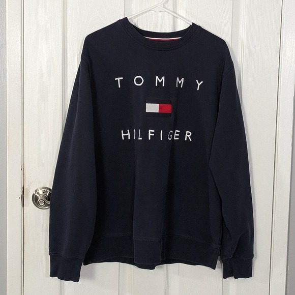 Tommy Hilfiger Other - Tommy‎ Hilfiger Spell Out Logo Cozy Crewneck Pullover Navy Sweatshirt Size XL